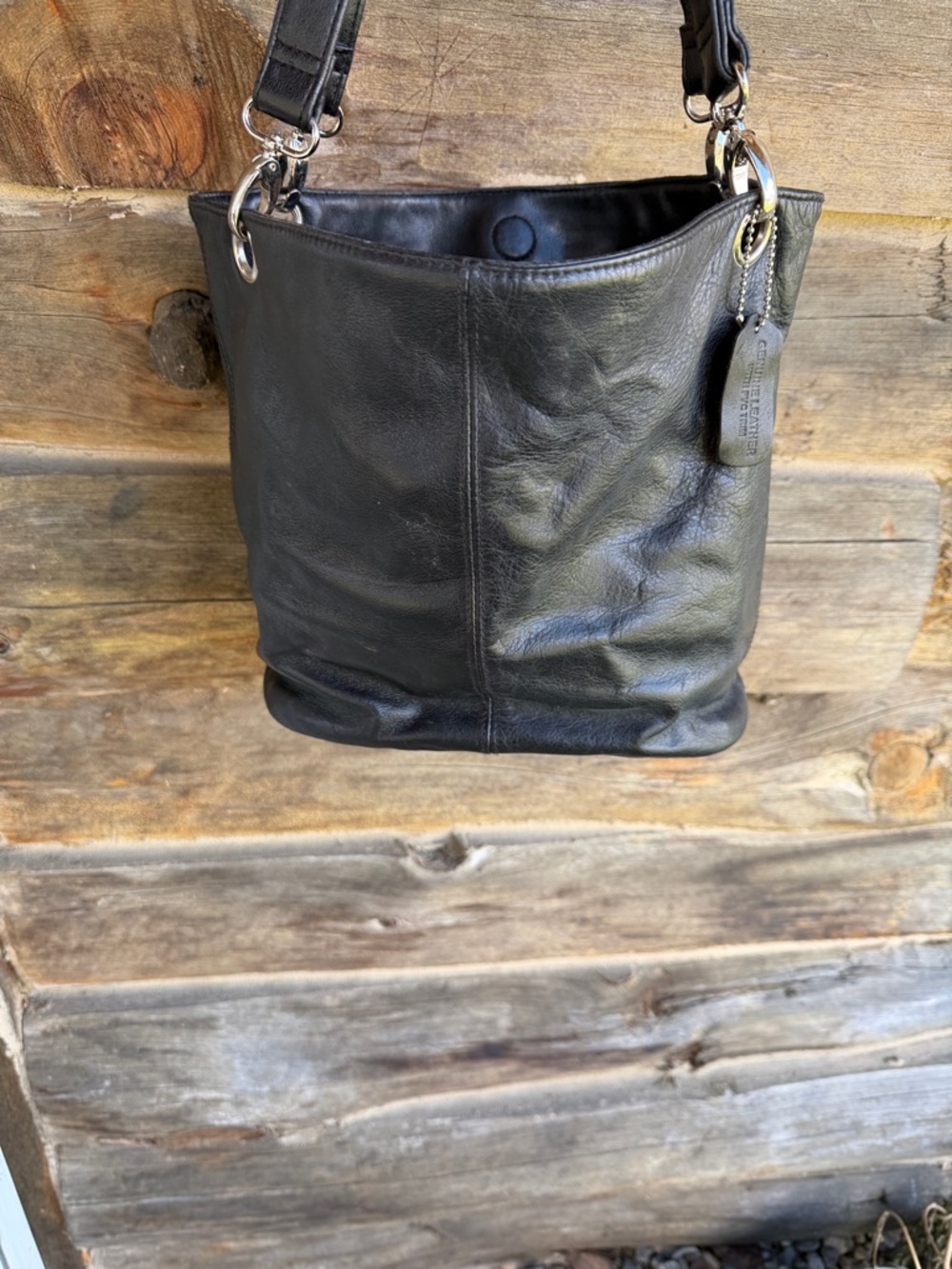 Worthington Black Leather Shoulder Bag
